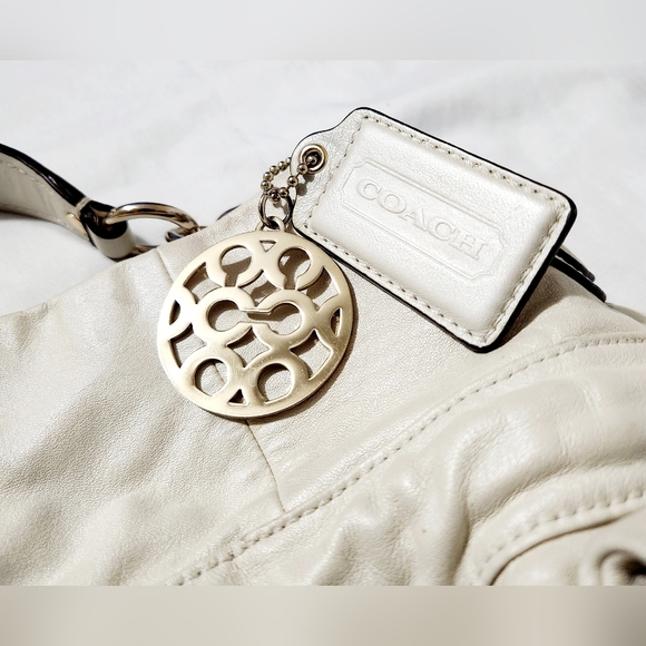 Coach Kristin Lyd Ed Ivory Color Leather Drawstring Hobo Shoulder Bag Handbag - Picture 9 of 12